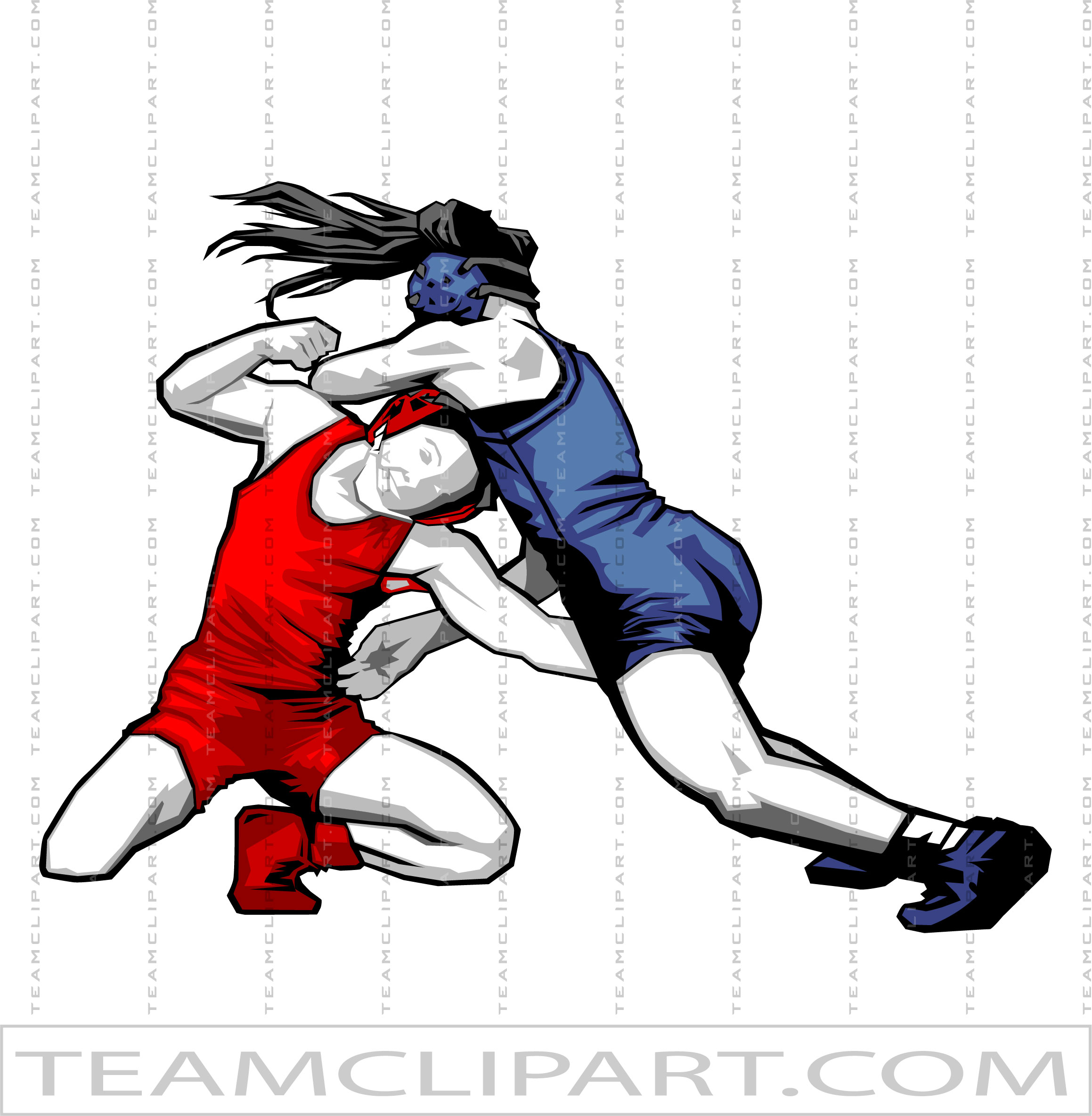 Clip Art Female Wrestling | Vector Format | AI EPS JPG PNG